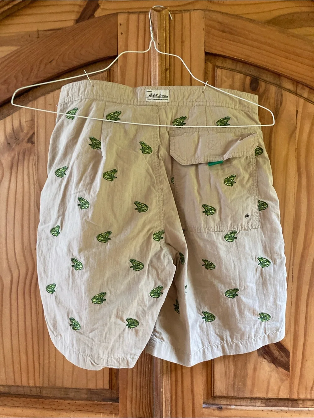 Boys Ralph Lauren Polo tan green frogs swim shorts size XL (20)